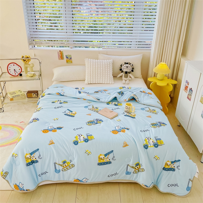 91家纺网 家纺一手货源 找家纺 米米儿家纺 2024新款A类针织棉夏被夏凉被被子被芯 挖土机