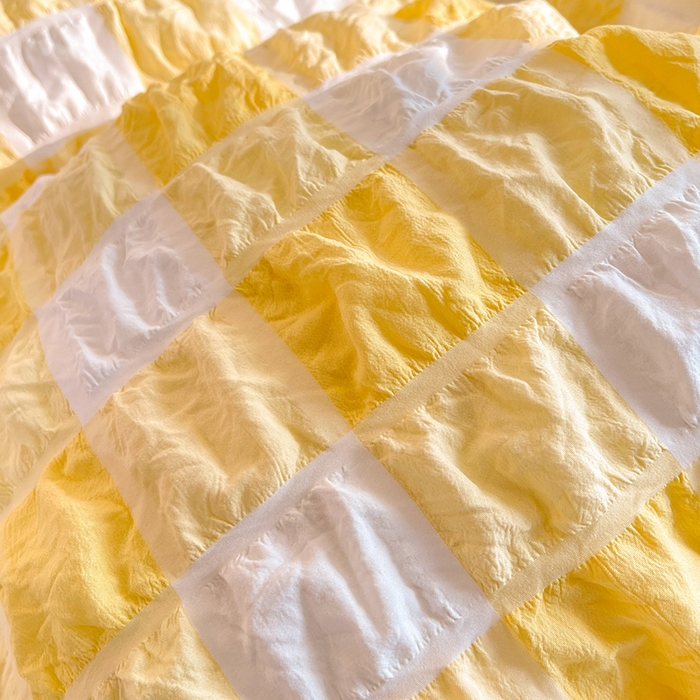 91家纺网 家纺一手货源 找家纺 （总）九诺 2024春夏新款泡泡纱花边彩虹泡芙系列四件套