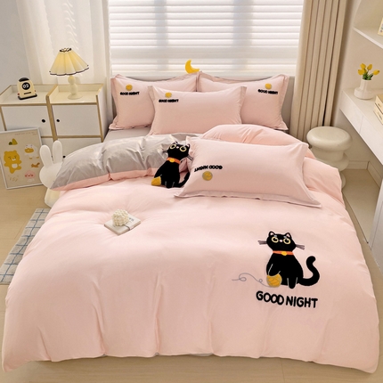 91家纺网 家纺一手货源 找家纺 （总）娜娜 2024新款全棉亲肤舒适毛巾绣卡通系列四件套