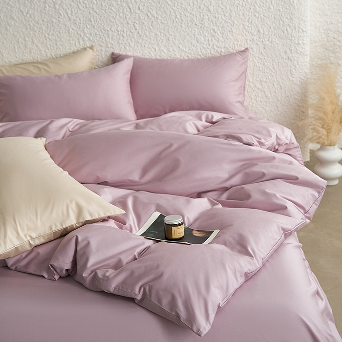 91家纺网 家纺一手货源 找家纺 （总）千朵森 2024新款全棉贡缎双拼纯色四件套