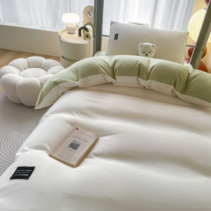 91家纺网 家纺一手货源 找家纺 （总）米瑞娜2024水洗棉麻双拼纯色学生款被套