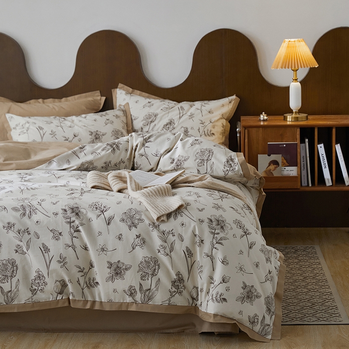 91家纺网 家纺一手货源 找家纺 （总）千朵森 2024新款全棉长绒棉拼角款印花四件套（风格二）