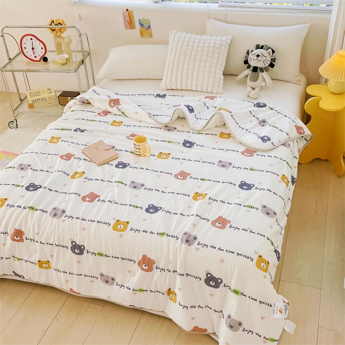 91家纺网 家纺一手货源 找家纺 米米儿家纺 2024新款A类针织棉夏被夏凉被被子被芯 字母熊