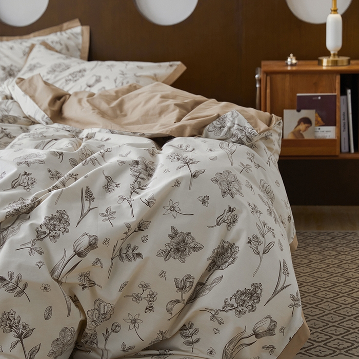 91家纺网 家纺一手货源 找家纺 （总）千朵森 2024新款全棉长绒棉拼角款印花四件套（风格二）