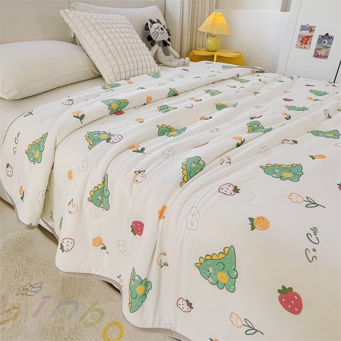 91家纺网 家纺一手货源 找家纺 米米儿家纺 2024新款A类针织棉夏被夏凉被被子被芯 可爱恐龙