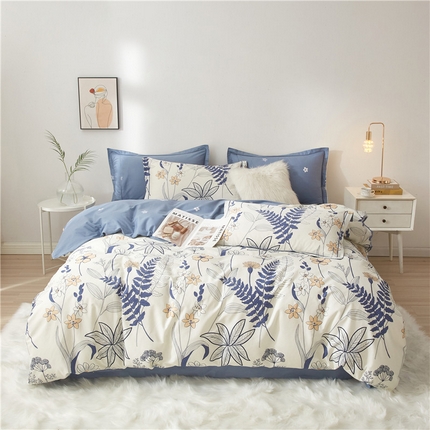 91家纺网 家纺一手货源 找家纺 （总）沐白家居 2024新款全棉13376全棉云棉系列印花四件套