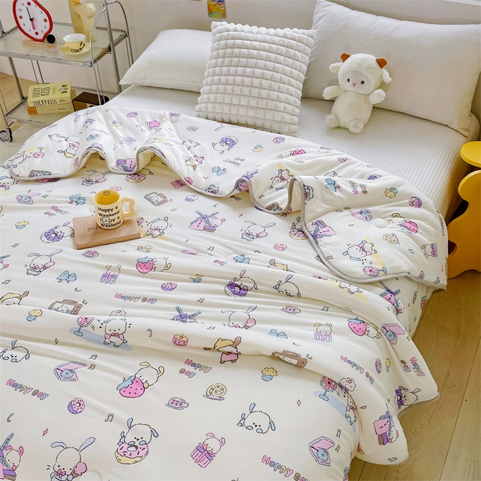 91家纺网 家纺一手货源 找家纺 米米儿家纺 2024新款A类针织棉夏被夏凉被被子被芯 帕帕狗