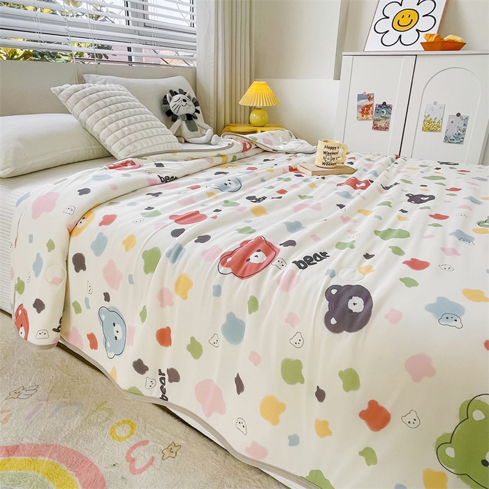 91家纺网 家纺一手货源 找家纺 米米儿家纺 2024新款A类针织棉夏被夏凉被被子被芯 炫彩小熊