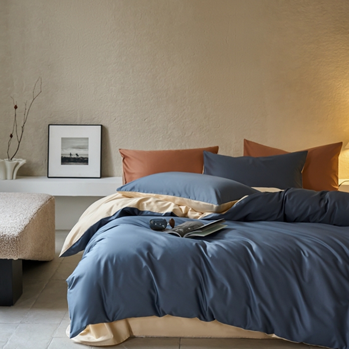 91家纺网 家纺一手货源 找家纺 鹿班家居 2024新款100S长绒棉双拼套件 标准会员-10 柔蓝