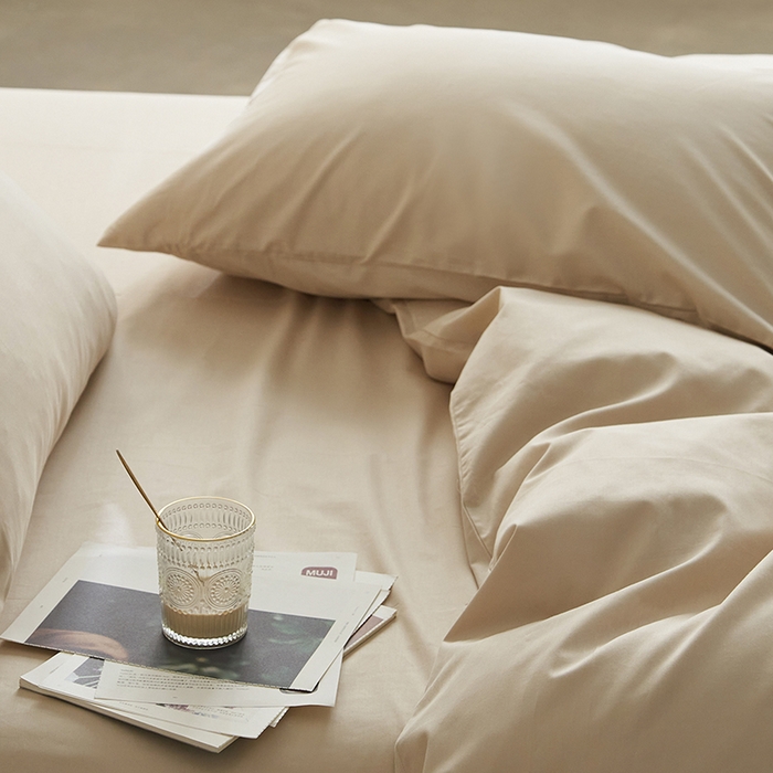 91家纺网 家纺一手货源 找家纺 千朵森 2024新款全棉贡缎双拼纯色四件套 暗香-玉石白