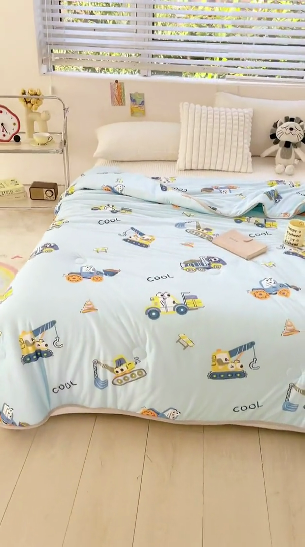 91家纺网 家纺一手货源 找家纺 米米儿家纺 2024新款A类针织棉夏被夏凉被被子被芯 挖土机