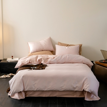 91家纺网 家纺一手货源 找家纺 鹿班家居 2024新款100S长绒棉双拼套件 标准会员-10 瑰丽粉