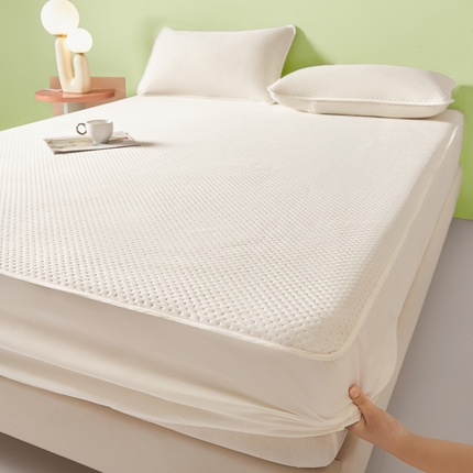 91家纺网 家纺一手货源 找家纺 莱登卡奴 2025新款A类云母凉感丝系列-床笠款凉席 米白