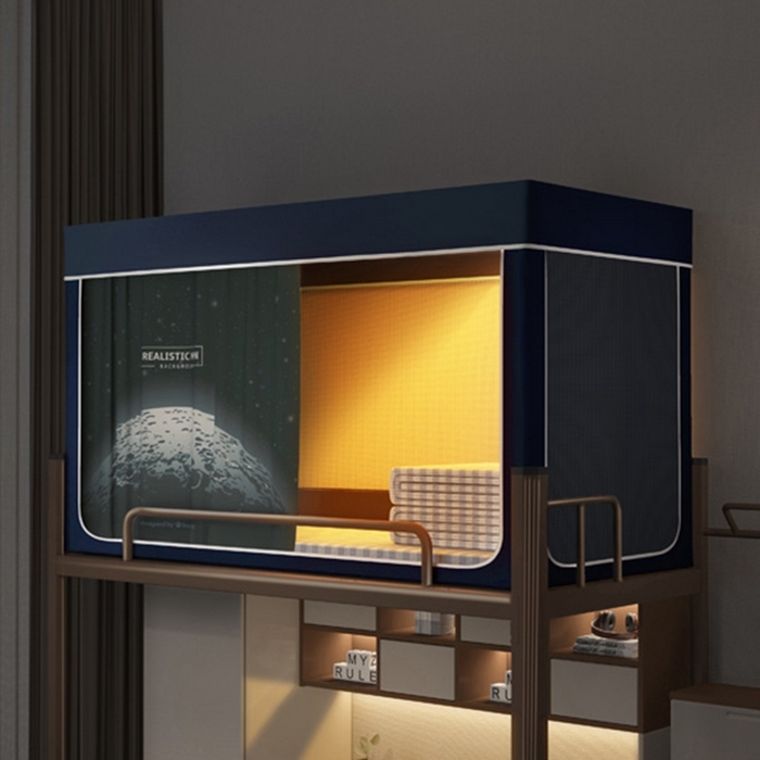 91家纺网 家纺一手货源 找家纺 宅部落 2024新款99%全遮光涂层学生上下铺蚊帐 印花-moon