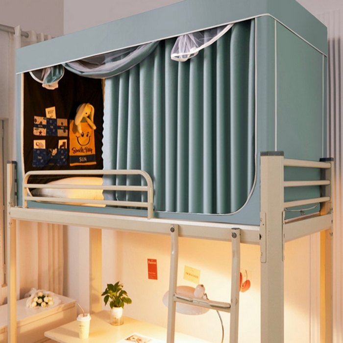 91家纺网 家纺一手货源 找家纺 宅部落 2024新款99%全遮光涂层学生上下铺蚊帐 纯色-浅蓝