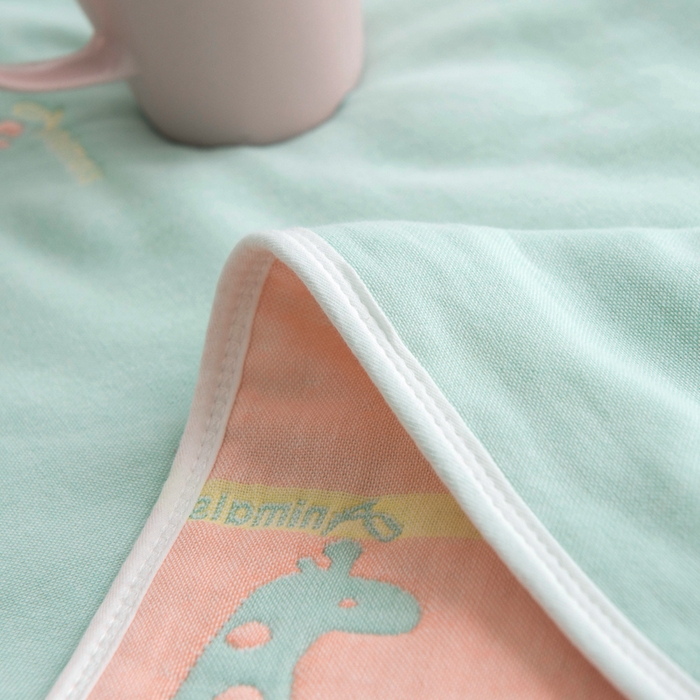 91家纺网 家纺一手货源 找家纺 朴尔 2024经典六层纱布全棉毛巾被系列 绿色动物园