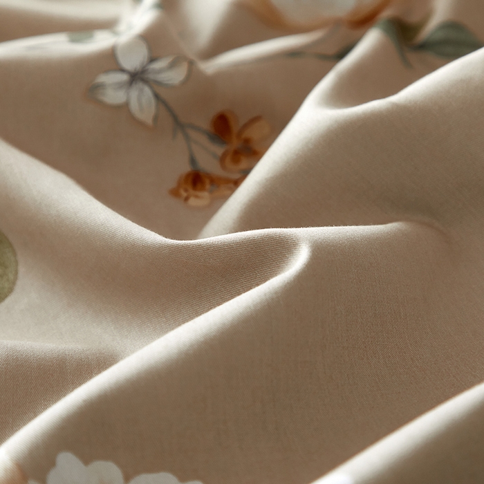 91家纺网 家纺一手货源 找家纺 沐白 2024新款全棉全棉13376全活性印花黄金棉系列四件套 木槿-咖