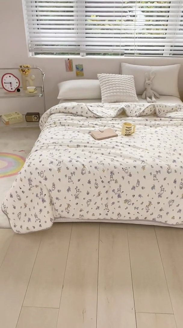 91家纺网 家纺一手货源 找家纺 米米儿家纺 2024新款A类针织棉夏被夏凉被被子被芯 花丛喵