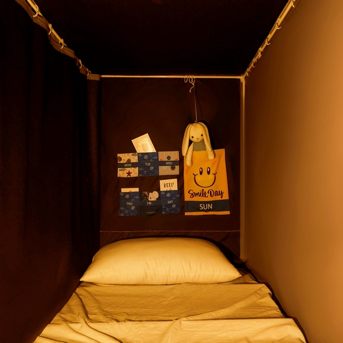 91家纺网 家纺一手货源 找家纺 宅部落 2024新款99%全遮光涂层学生上下铺蚊帐 纯色-浅蓝