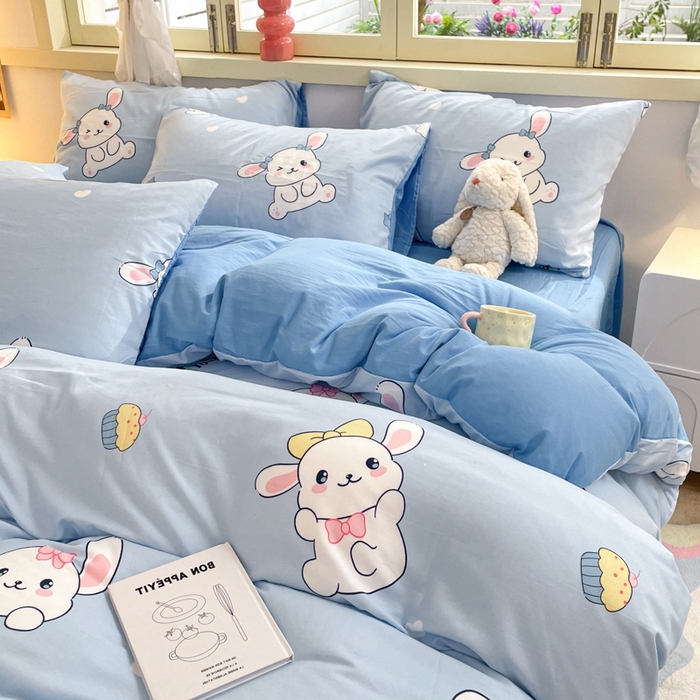 91家纺网 家纺一手货源 找家纺 卡斯诺家纺馆 2025新款A类水洗云朵棉四件套（下载包包含买家秀） 萌兔日记