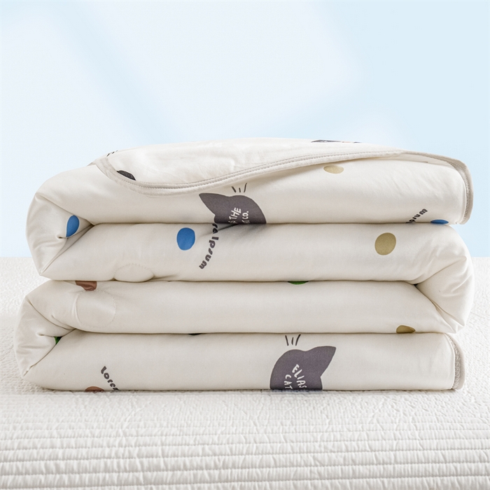 91家纺网 家纺一手货源 找家纺 米米儿家纺 2024新款A类针织棉夏被夏凉被被子被芯 波点猫咪