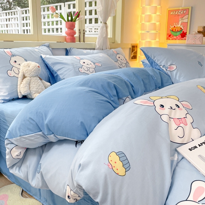 91家纺网 家纺一手货源 找家纺 卡斯诺家纺馆 2025新款A类水洗云朵棉四件套（下载包包含买家秀） 萌兔日记