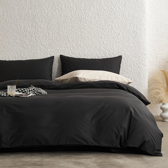 91家纺网 家纺一手货源 找家纺 千朵森 2024新款全棉贡缎双拼纯色四件套 暗香-熔岩灰