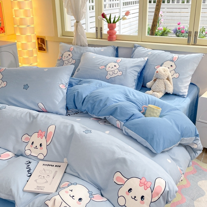 91家纺网 家纺一手货源 找家纺 卡斯诺家纺馆 2025新款A类水洗云朵棉四件套（下载包包含买家秀） 萌兔日记