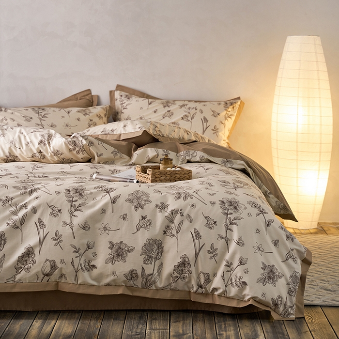 91家纺网 家纺一手货源 找家纺 （总）千朵森 2024新款全棉长绒棉拼角款印花四件套（风格一）