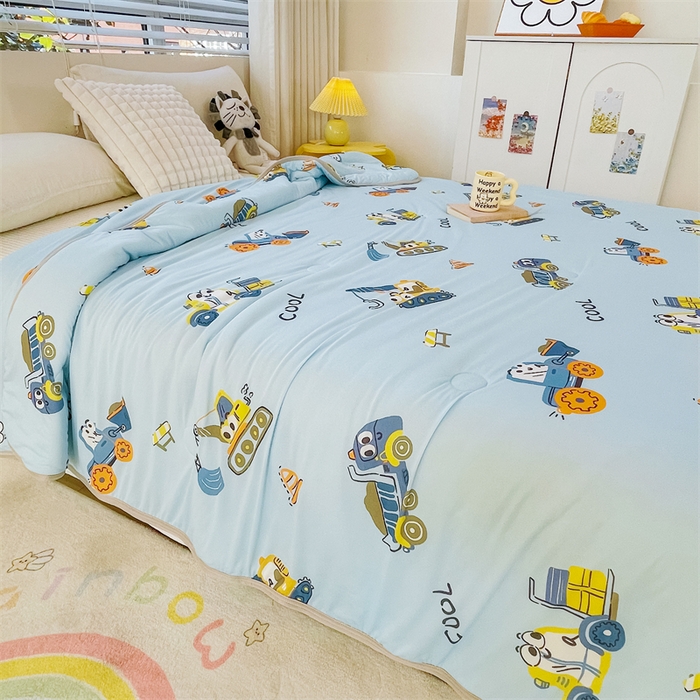 91家纺网 家纺一手货源 找家纺 米米儿家纺 2024新款A类针织棉夏被夏凉被被子被芯 挖土机