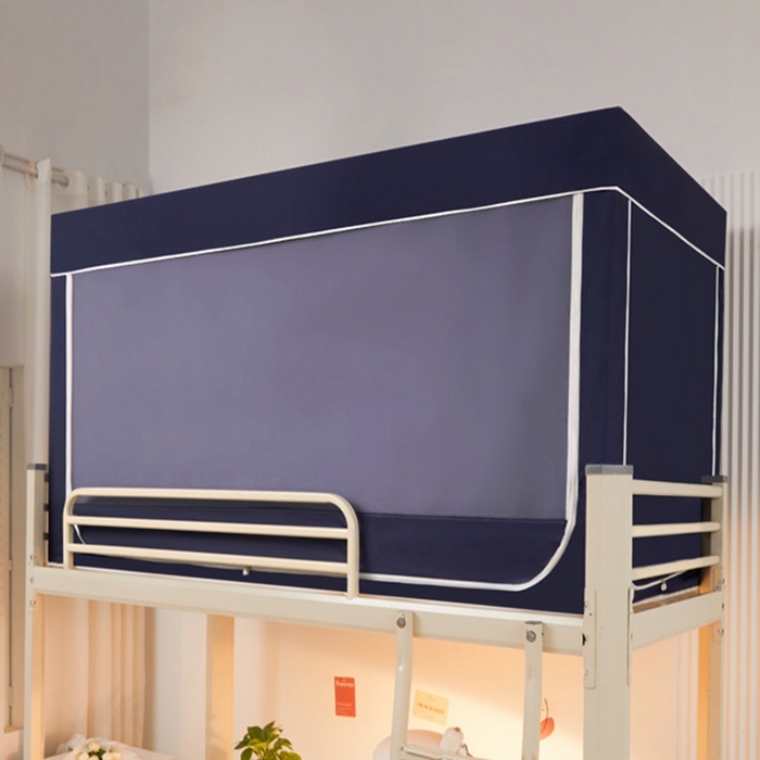 91家纺网 家纺一手货源 找家纺 宅部落 2024新款99%全遮光涂层学生上下铺蚊帐 纯色-藏蓝