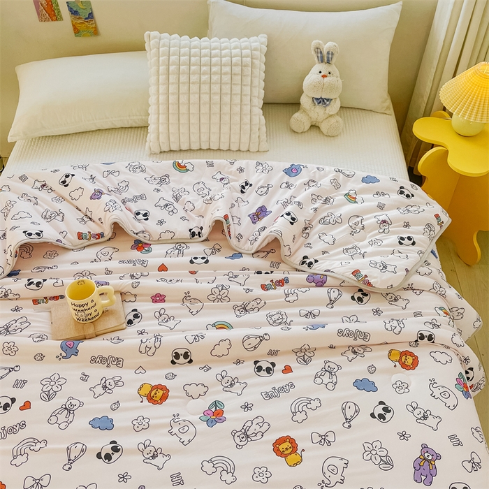 91家纺网 家纺一手货源 找家纺 米米儿家纺 2024新款A类针织棉夏被夏凉被被子被芯 简笔画