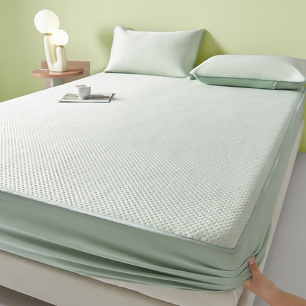 91家纺网 家纺一手货源 找家纺 莱登卡奴 2025新款A类云母凉感丝系列-床笠款凉席 水绿