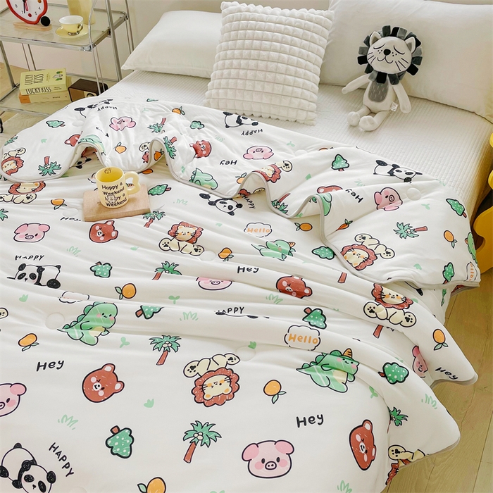 91家纺网 家纺一手货源 找家纺 米米儿家纺 2024新款A类针织棉夏被夏凉被被子被芯 快乐园