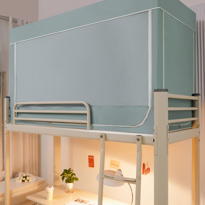 91家纺网 家纺一手货源 找家纺 宅部落 2024新款99%全遮光涂层学生上下铺蚊帐 纯色-浅蓝