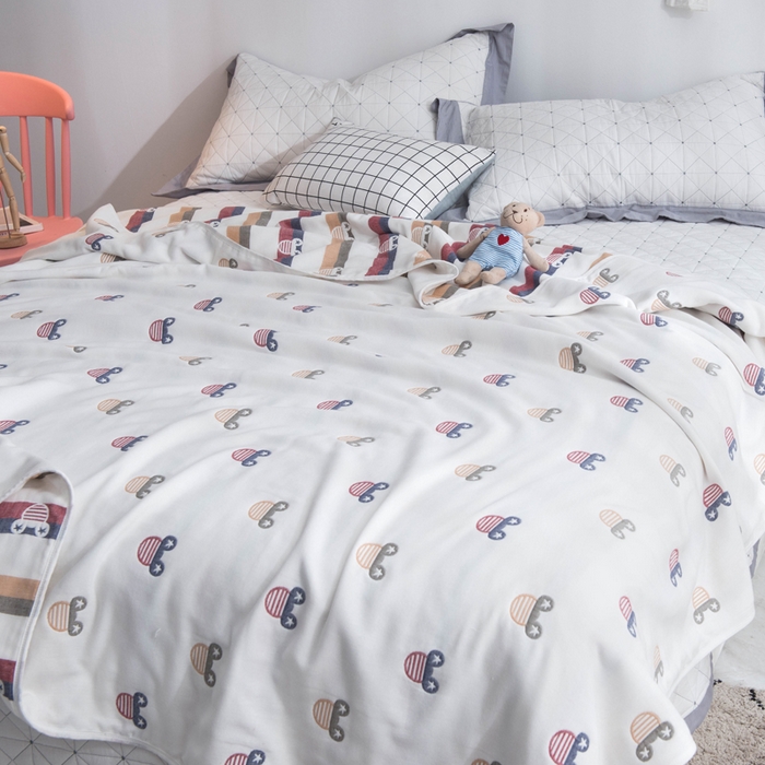 91家纺网 家纺一手货源 找家纺 朴尔 2024经典六层纱布全棉毛巾被系列 快乐米奇