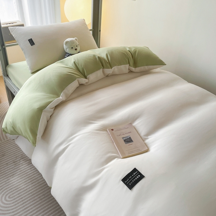 91家纺网 家纺一手货源 找家纺 （总）米瑞娜2024水洗棉麻双拼纯色学生款被套