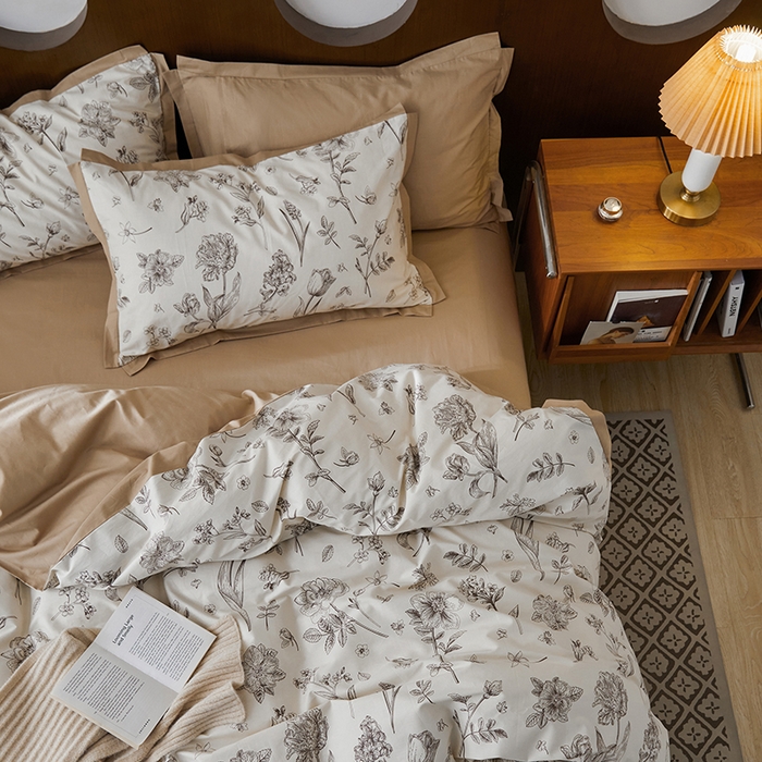 91家纺网 家纺一手货源 找家纺 （总）千朵森 2024新款全棉长绒棉拼角款印花四件套（风格二）