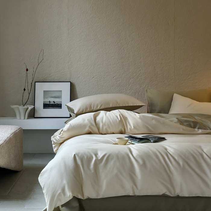 91家纺网 家纺一手货源 找家纺 鹿班家居 2024新款100S长绒棉双拼套件 标准会员-10 奶昔白