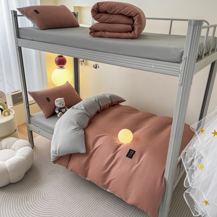 91家纺网 家纺一手货源 找家纺 （总）米瑞娜2024水洗棉麻双拼纯色学生款四件套