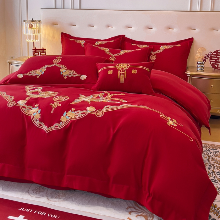 91家纺网 家纺一手货源 找家纺 （总）2024新款亲肤面料婚庆刺绣系列四件套