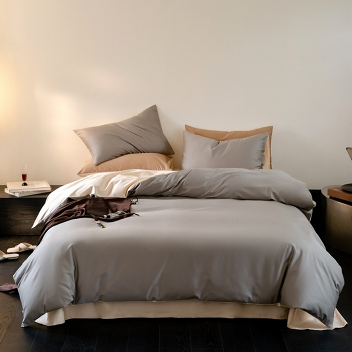 91家纺网 家纺一手货源 找家纺 鹿班家居 2024新款100S长绒棉双拼套件 标准会员-10 棕榈灰