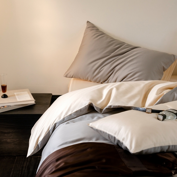 91家纺网 家纺一手货源 找家纺 鹿班家居 2024新款100S长绒棉双拼套件 标准会员-10 棕榈灰