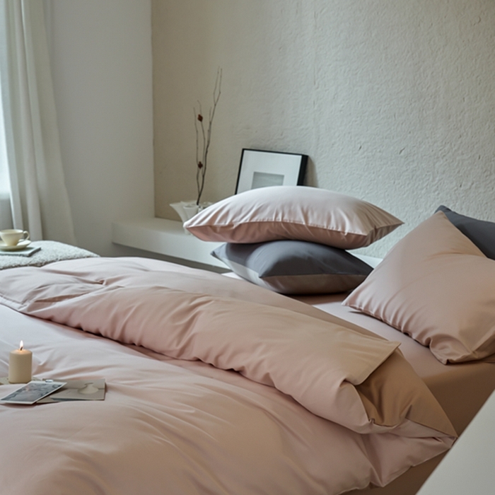 91家纺网 家纺一手货源 找家纺 鹿班家居 2024新款100S长绒棉双拼套件 标准会员-10 瑰丽粉