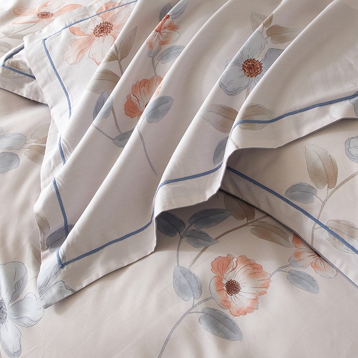 91家纺网 家纺一手货源 找家纺 沐白 2024新款全棉全棉13376全活性印花黄金棉系列四件套 初宜-粉