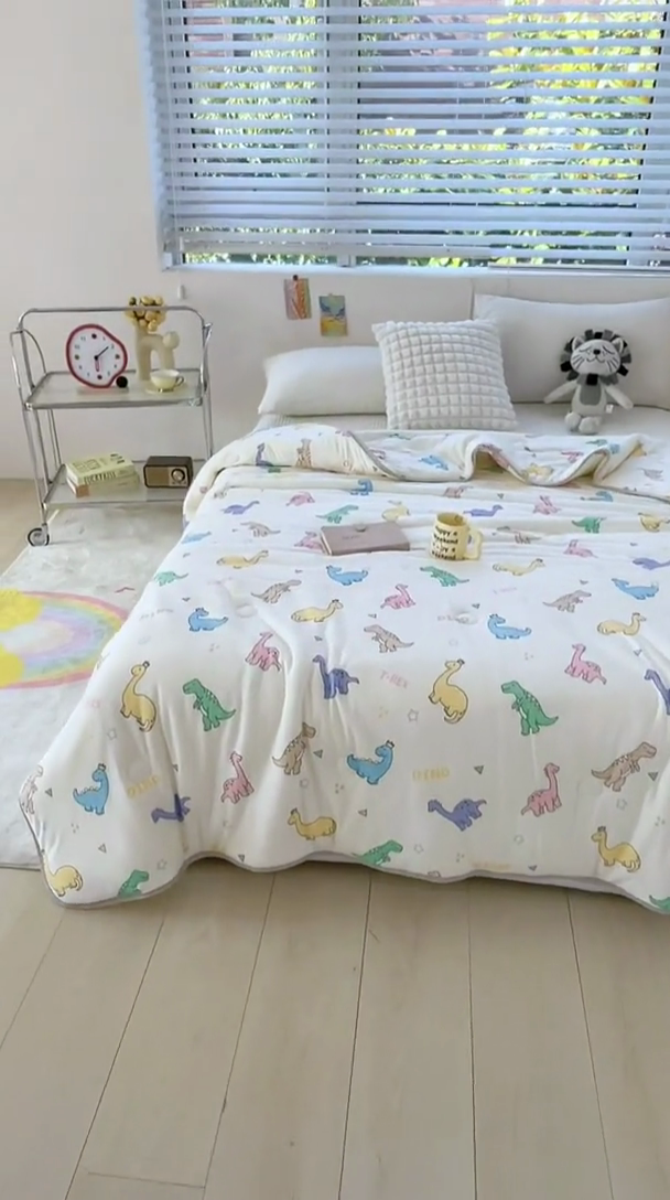 91家纺网 家纺一手货源 找家纺 米米儿家纺 2024新款A类针织棉夏被夏凉被被子被芯 恐龙时代