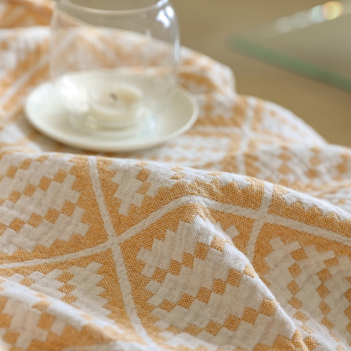 91家纺网 家纺一手货源 找家纺 朴尔 2024年新品格调简约风全棉三层纱布毛巾被 曼城时光-黄