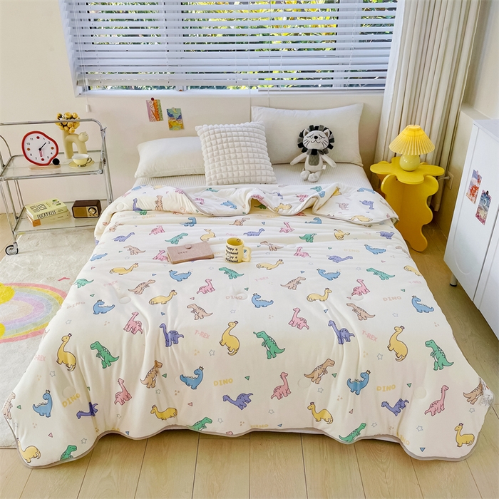 91家纺网 家纺一手货源 找家纺 米米儿家纺 2024新款A类针织棉夏被夏凉被被子被芯 恐龙时代