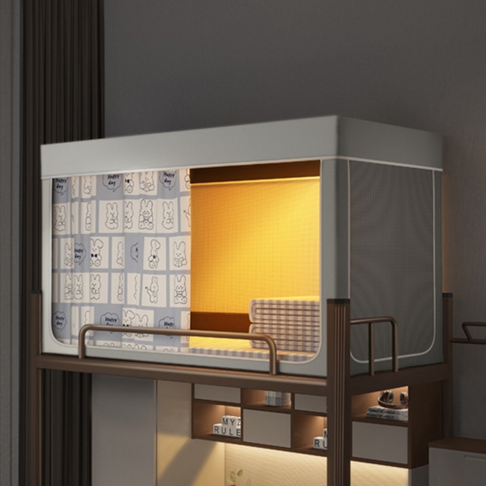 91家纺网 家纺一手货源 找家纺 宅部落 2024新款99%全遮光涂层学生上下铺蚊帐 印花-格格兔