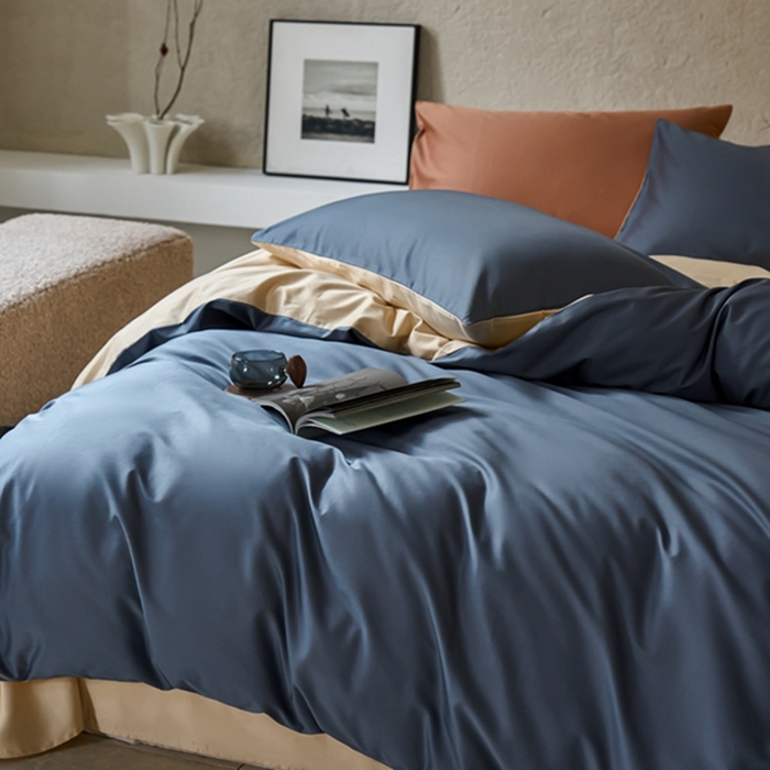 91家纺网 家纺一手货源 找家纺 鹿班家居 2024新款100S长绒棉双拼套件 标准会员-10 柔蓝